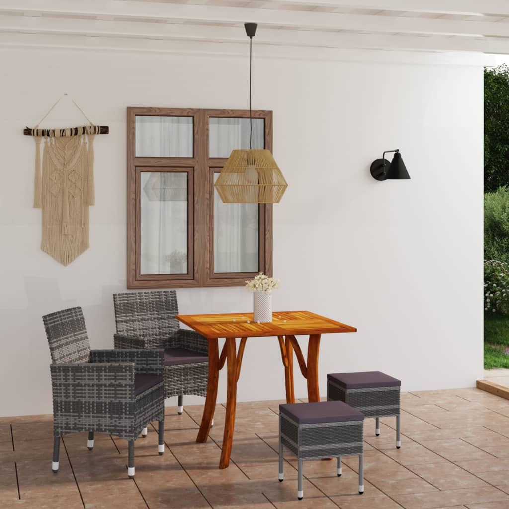 5 Piece Garden Dining Set Grey