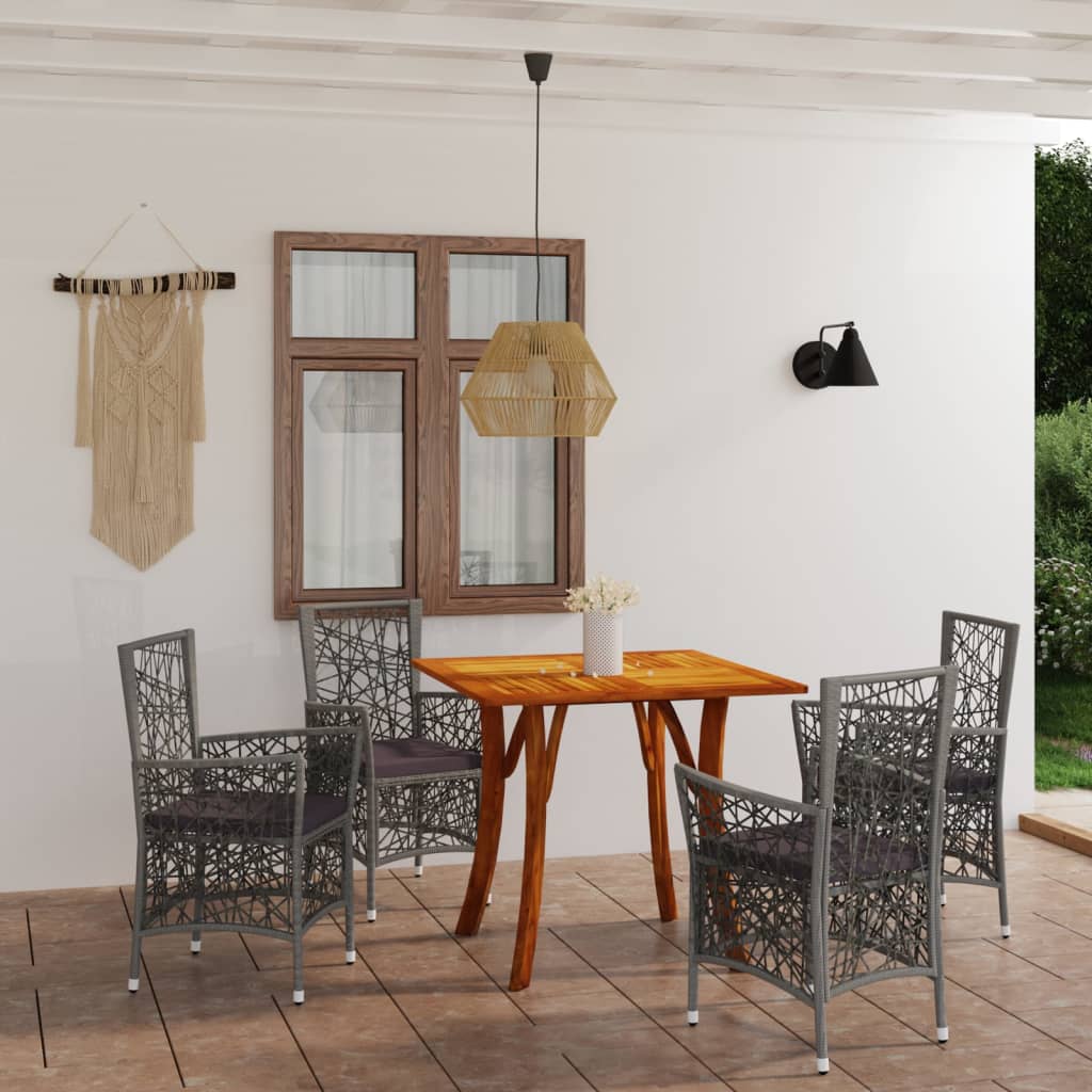 5 Piece Garden Dining Set Grey