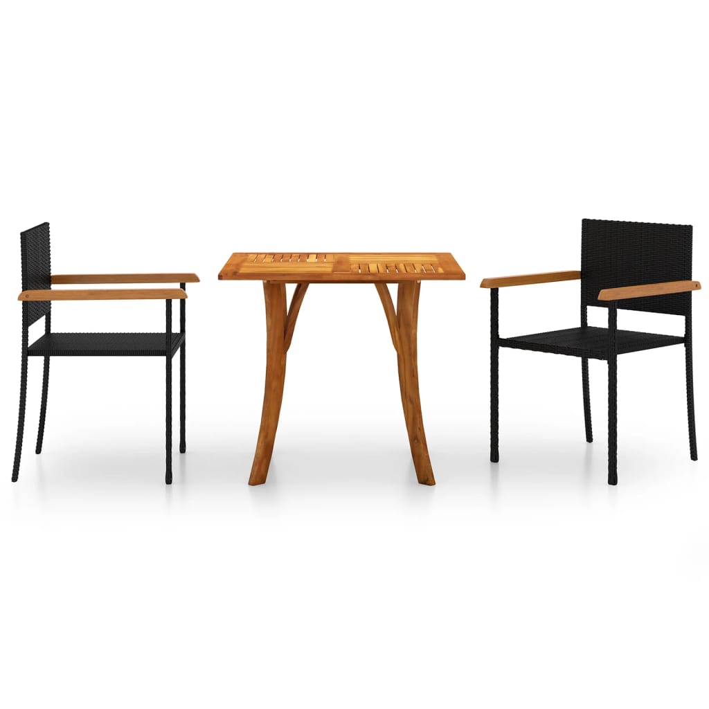 3 Piece Garden Dining Set Black