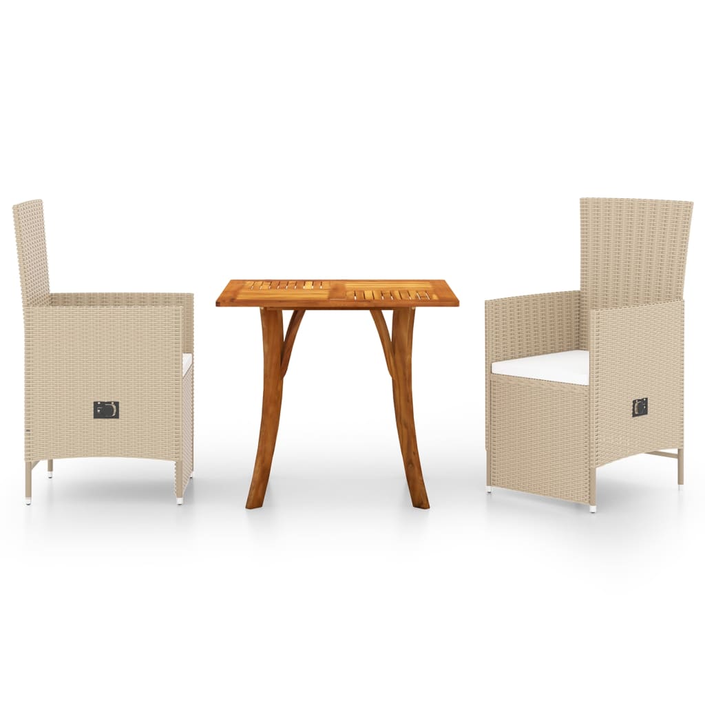 3 Piece Garden Dining Set Beige