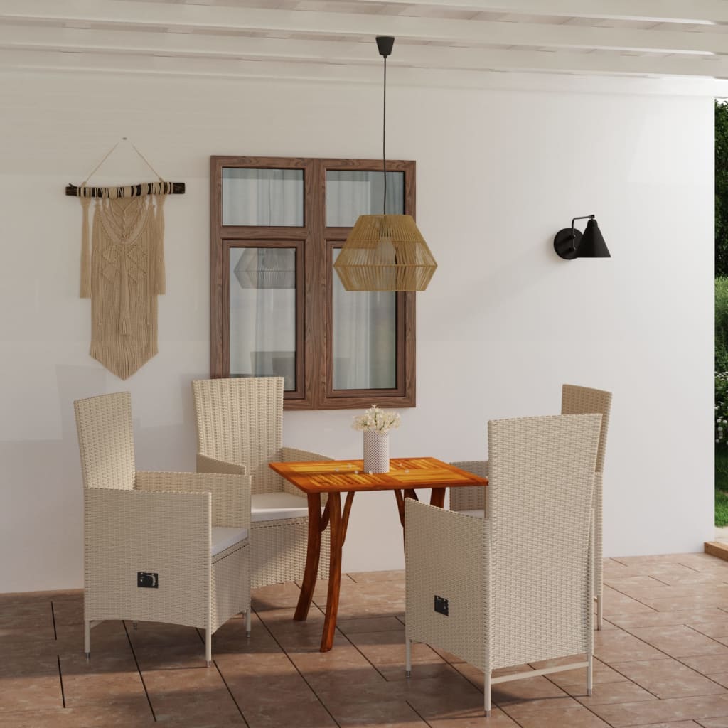 5 Piece Garden Dining Set Beige