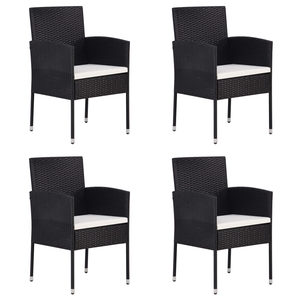 5 Piece Garden Dining Set Black