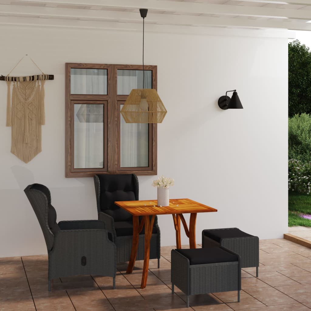 5 Piece Garden Dining Set Light Grey