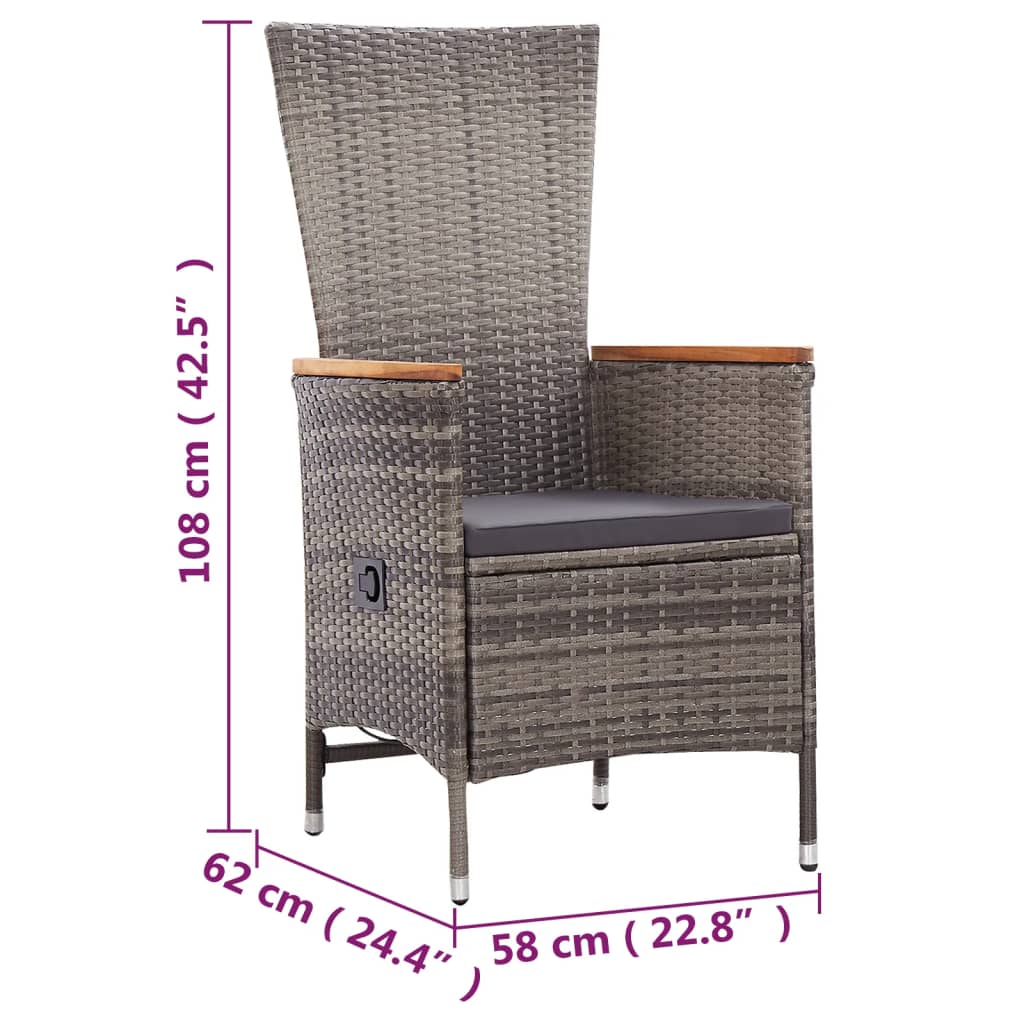 5 Piece Garden Dining Set Grey