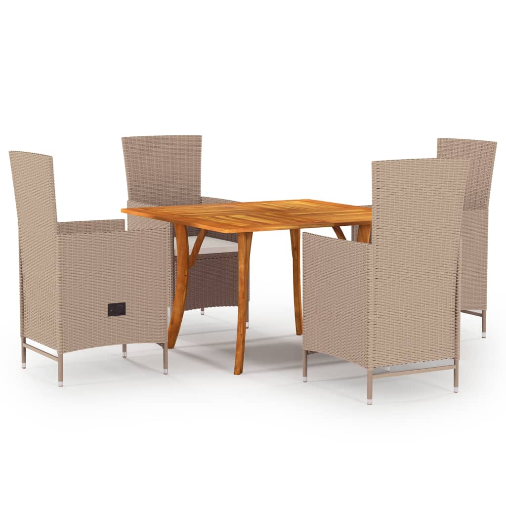5 Piece Garden Dining Set Beige