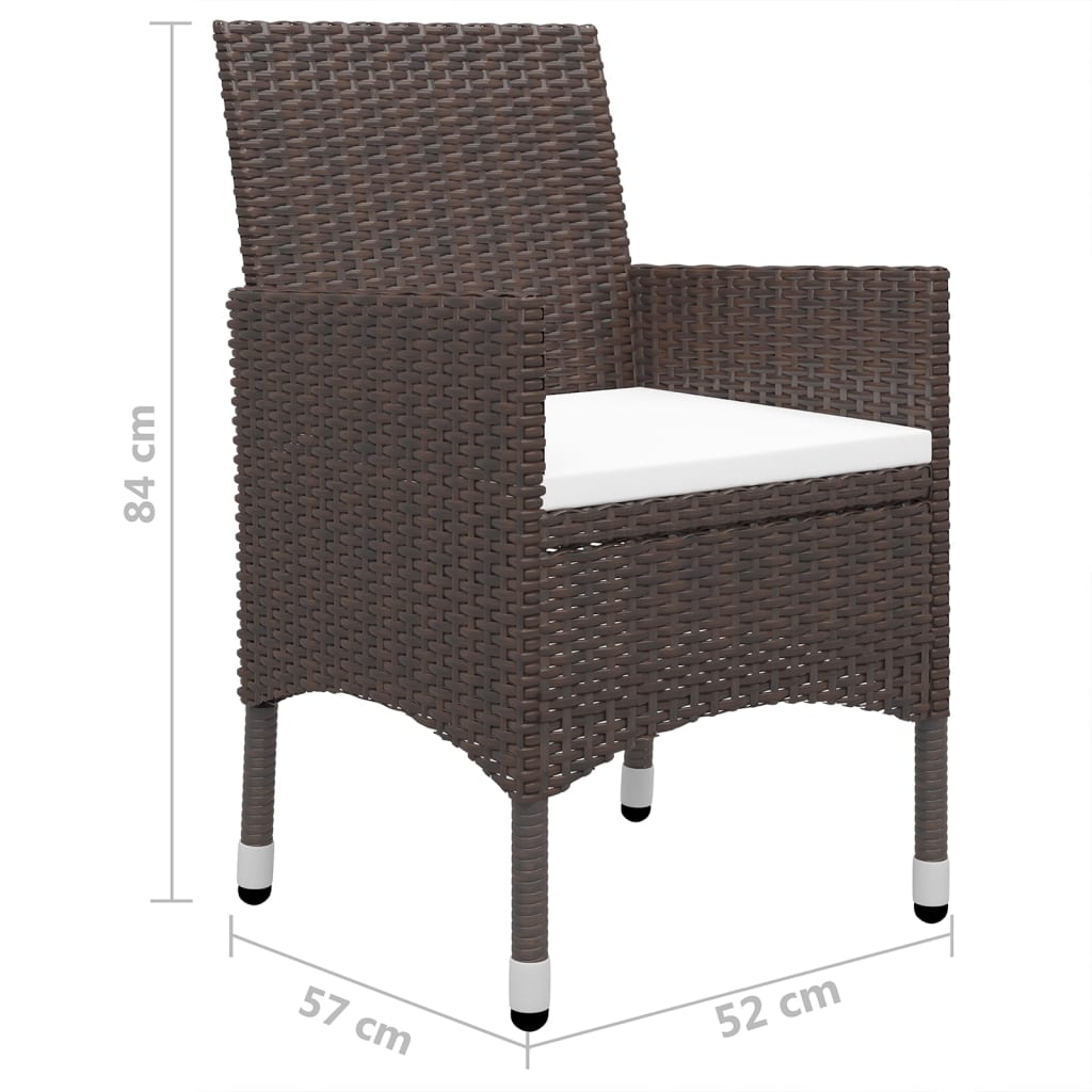 7 Piece Garden Dining Set Brown