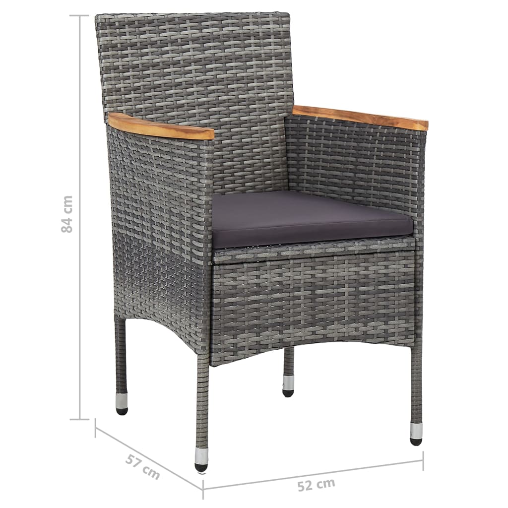 9 Piece Garden Dining Set Grey