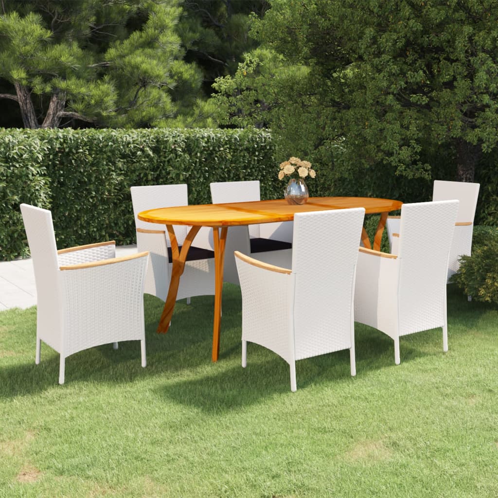 7 Piece Garden Dining Set White