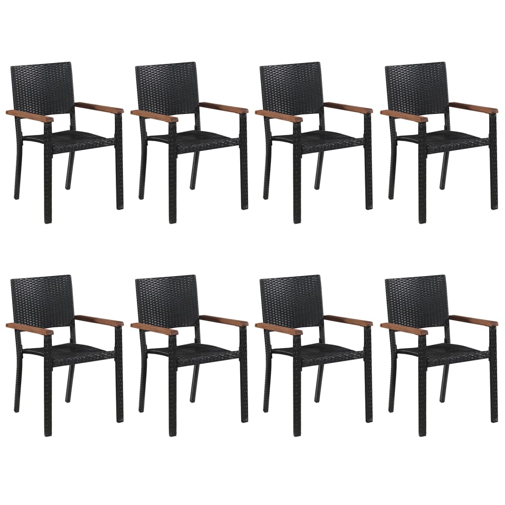 9 Piece Garden Dining Set Black