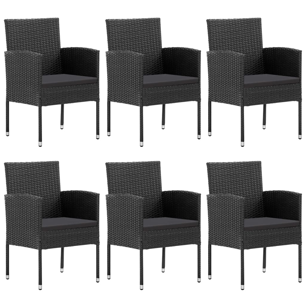 7 Piece Garden Dining Set Black