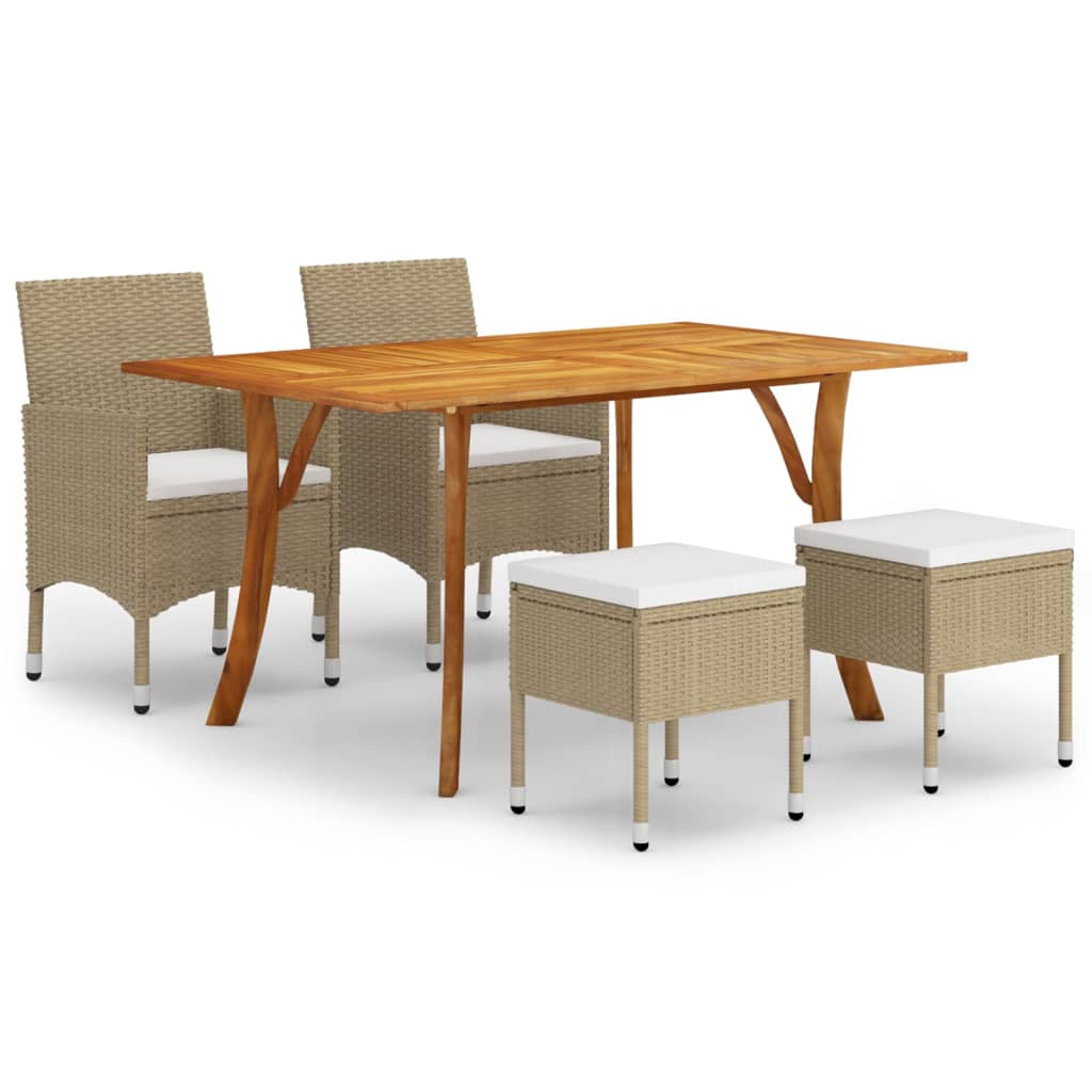 5 Piece Garden Dining Set Beige