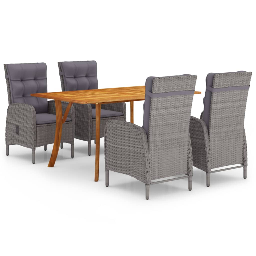 5 Piece Garden Dining Set Grey