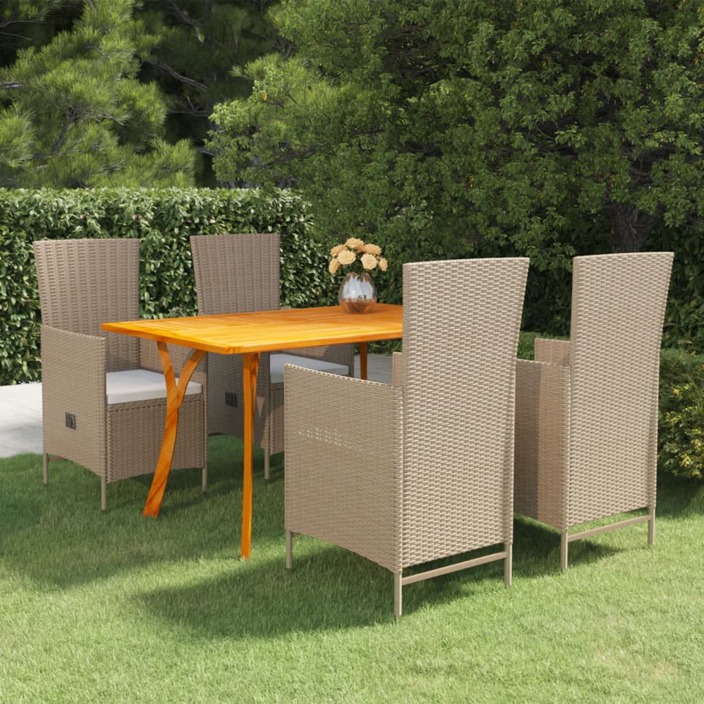 5 Piece Garden Dining Set Beige