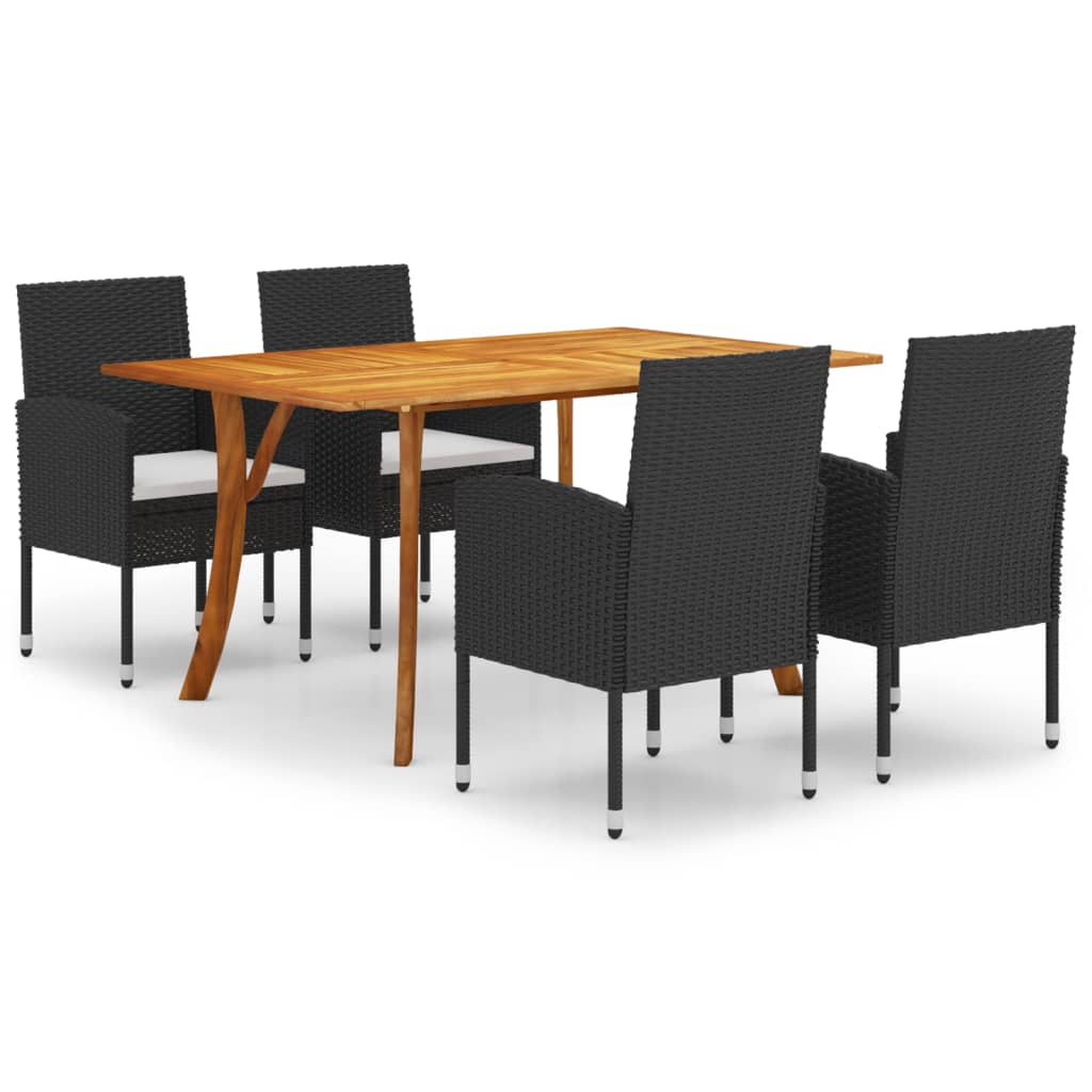 5 Piece Garden Dining Set Black