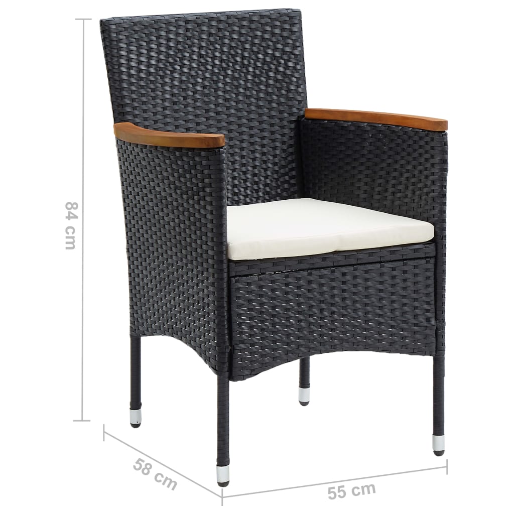 7 Piece Garden Dining Set Black