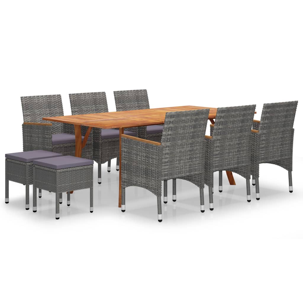 9 Piece Garden Dining Set Grey
