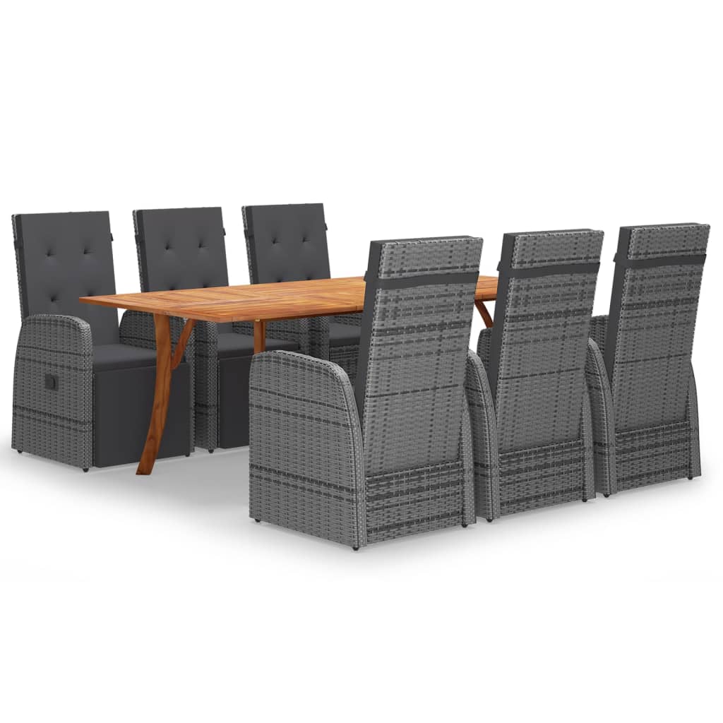 7 Piece Garden Dining Set Grey