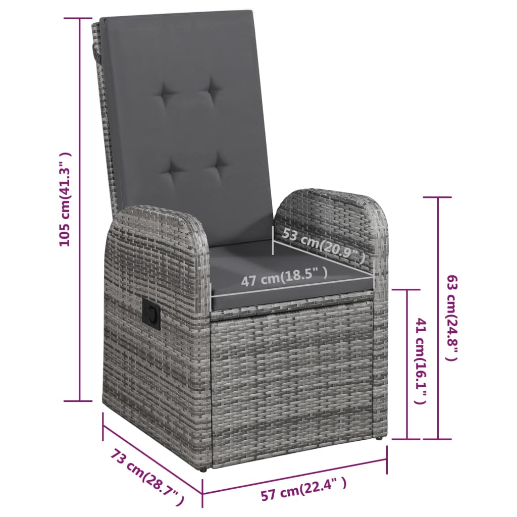 7 Piece Garden Dining Set Grey