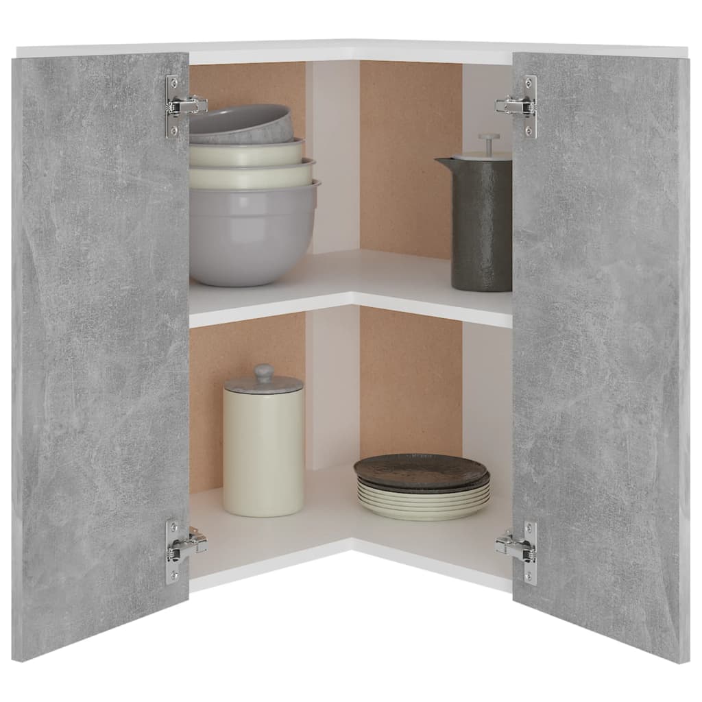 Hanging Corner Cabinet Lyon Concrete Grey 57x57x60 cm Engineered Wood