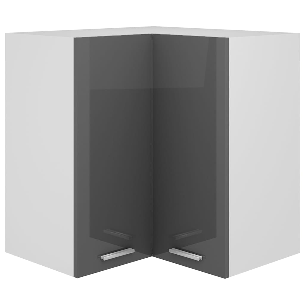 Hanging Corner Cabinet Lyon High Gloss Grey 57x57x60 cm Engineered Wood