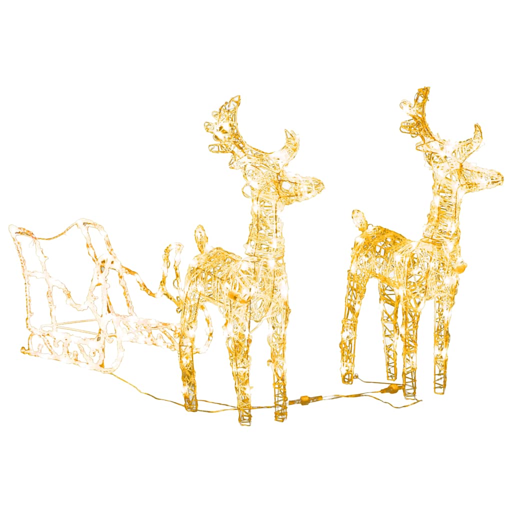 Reindeers & Sleigh Christmas Decoration 160 LEDs 130 cm Acrylic
