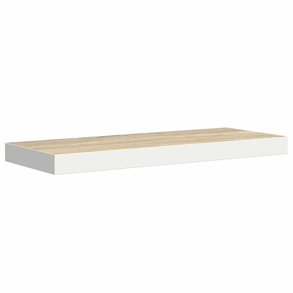 Floating Wall Shelves 2 pcs Oak and White 60x23.5x3.8 cm MDF