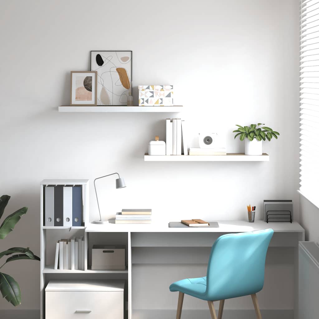 Floating Wall Shelves 2 pcs Oak and White 80x23.5x3.8 cm MDF