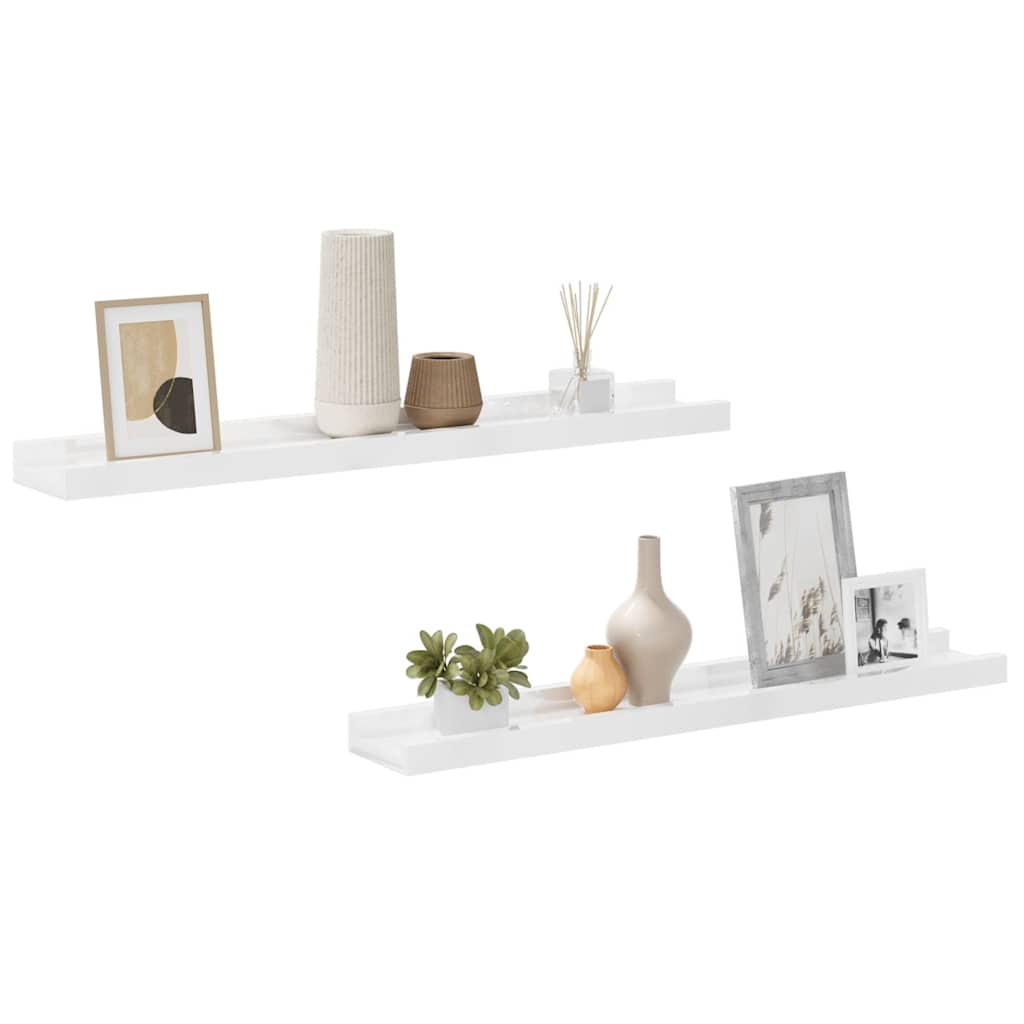 Wall Shelves 2 pcs High Gloss White 60x9x3 cm