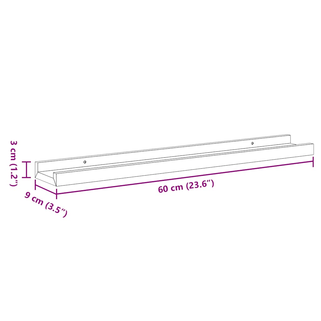 Wall Shelves 2 pcs High Gloss White 60x9x3 cm