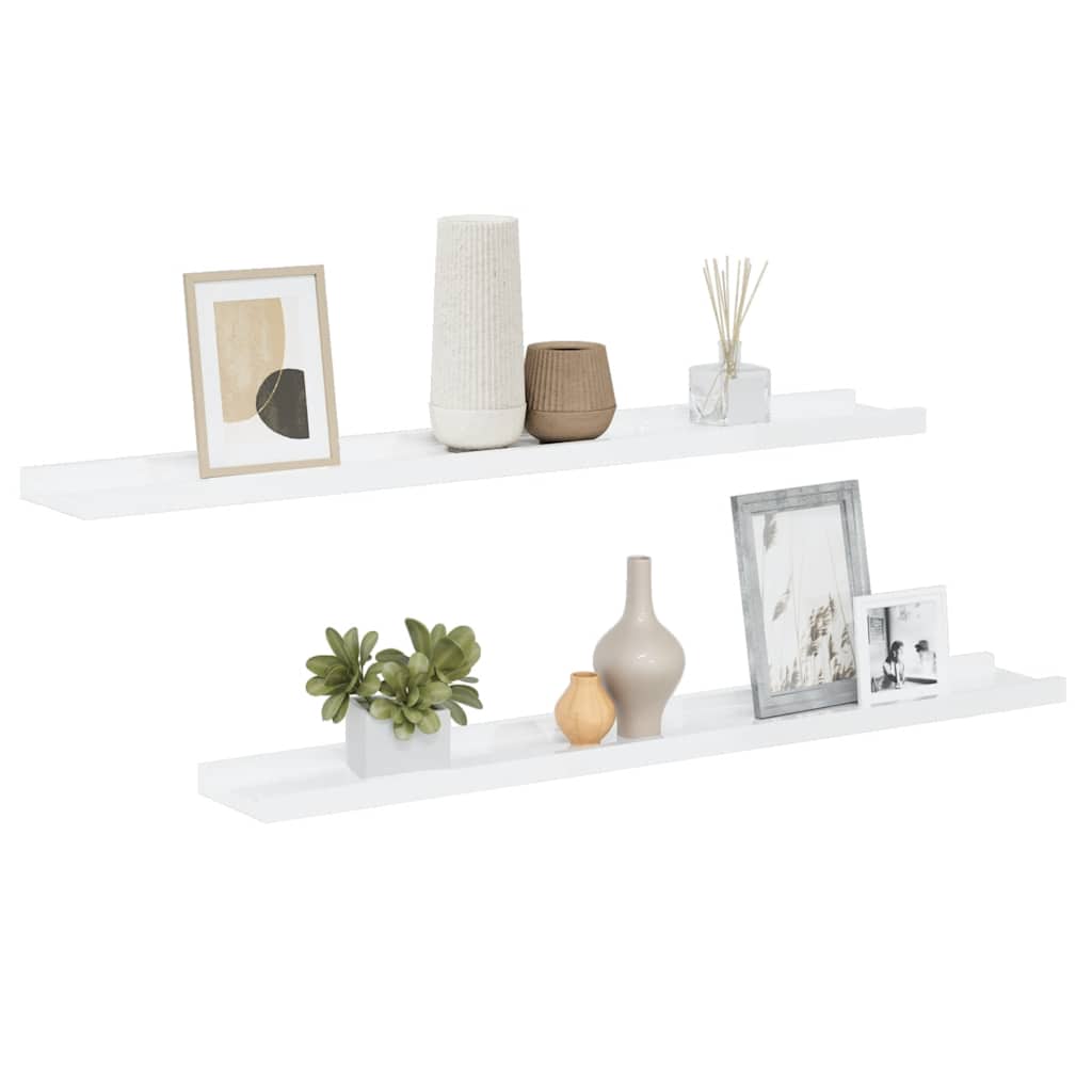 Wall Shelves 2 pcs High Gloss White 80x9x3 cm