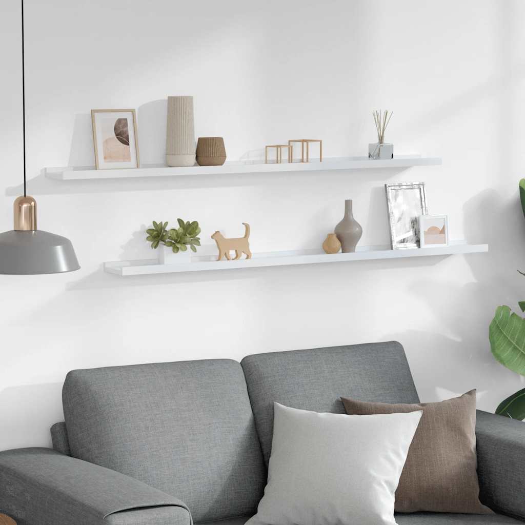 Wall Shelves 2 pcs White 115x9x3 cm