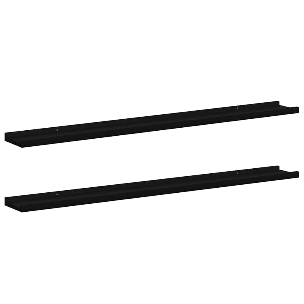 Wall Shelves 2 pcs Black 100x9x3 cm