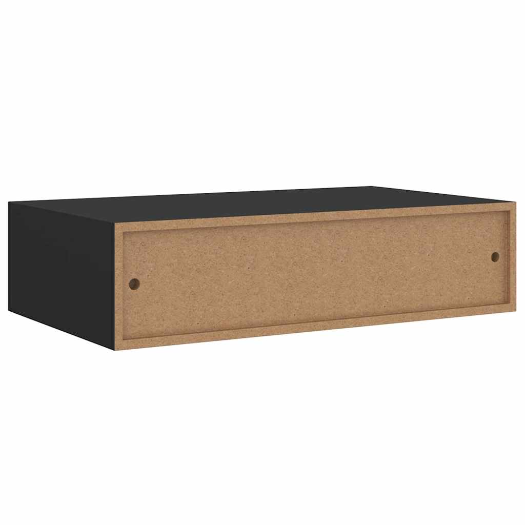 Wall-mounted Drawer Shelf Black 40x23.5x10cm MDF