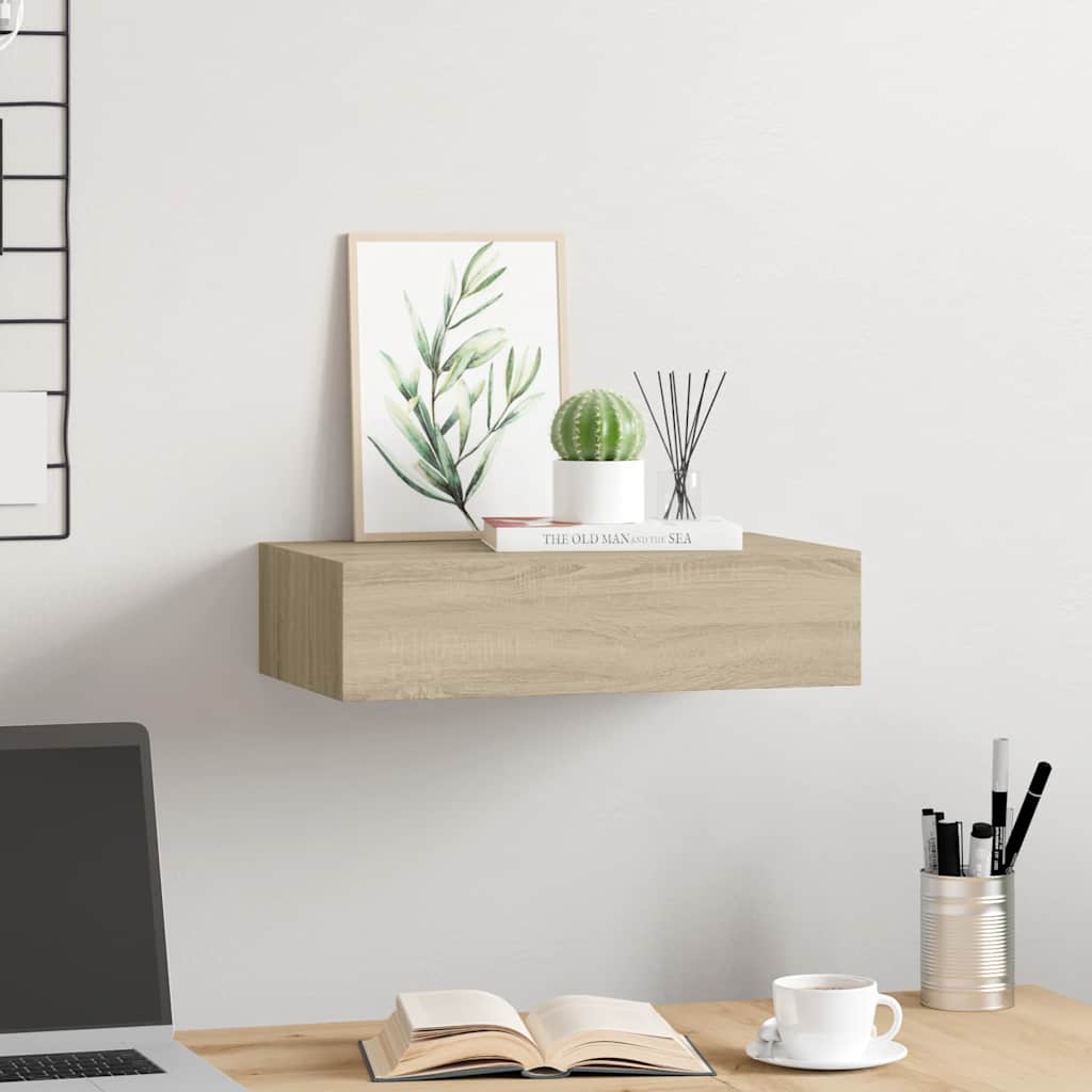 Wall-mounted Drawer Shelf Oak 40x23.5x10cm MDF