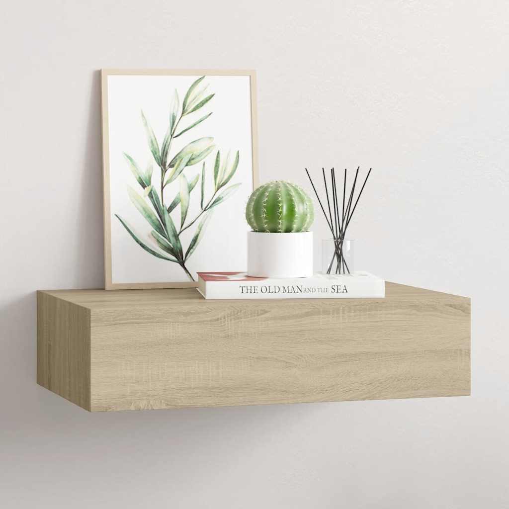 Wall-mounted Drawer Shelf Oak 40x23.5x10cm MDF