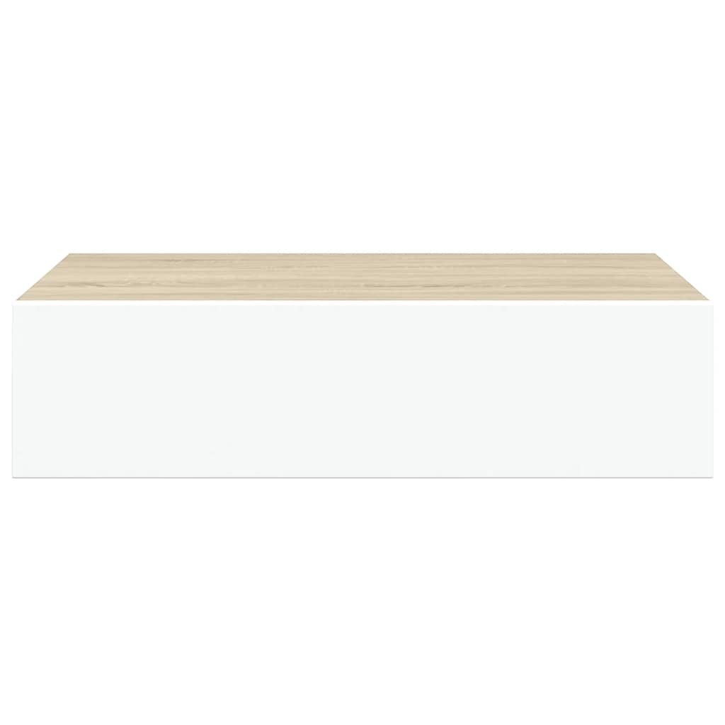 Wall-mounted Drawer Shelf Oak and White 40x23.5x10cm MDF