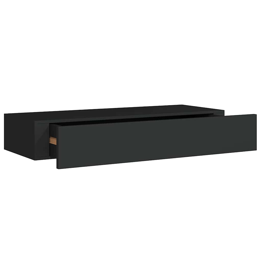Wall-mounted Drawer Shelf Black 60x23.5x10cm MDF
