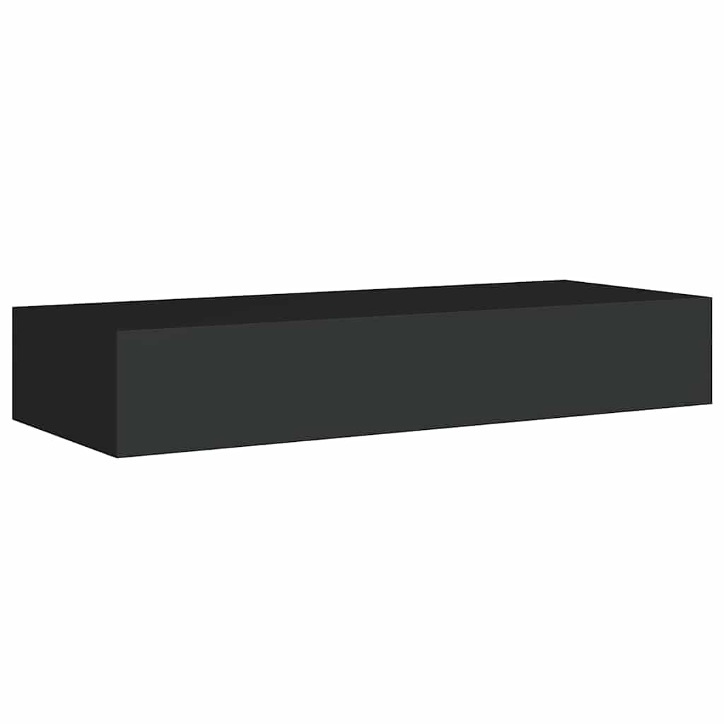 Wall-mounted Drawer Shelf Black 60x23.5x10cm MDF