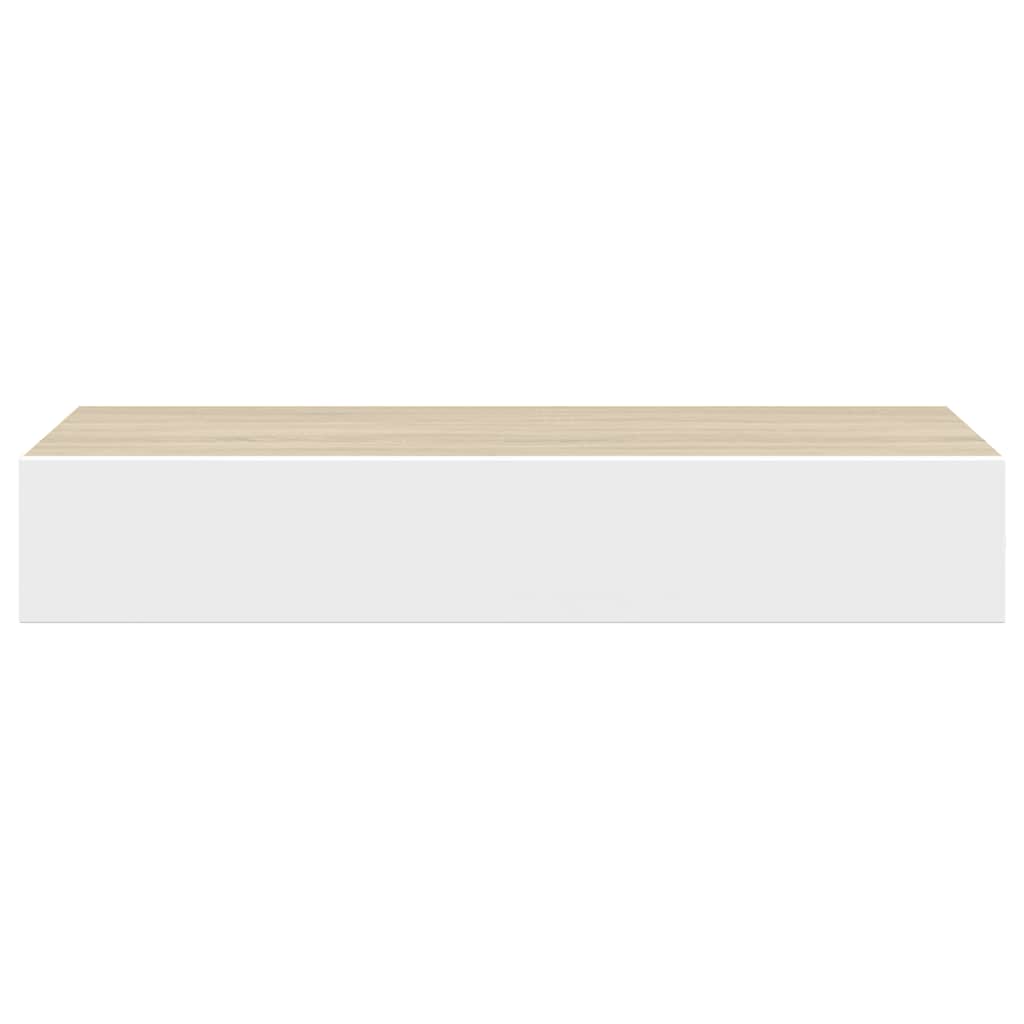 Wall Drawer Shelves 2 pcs Oak and White 60x23.5x10cm MDF
