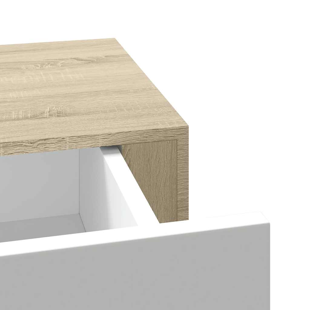 Wall Drawer Shelves 2 pcs Oak and White 60x23.5x10cm MDF