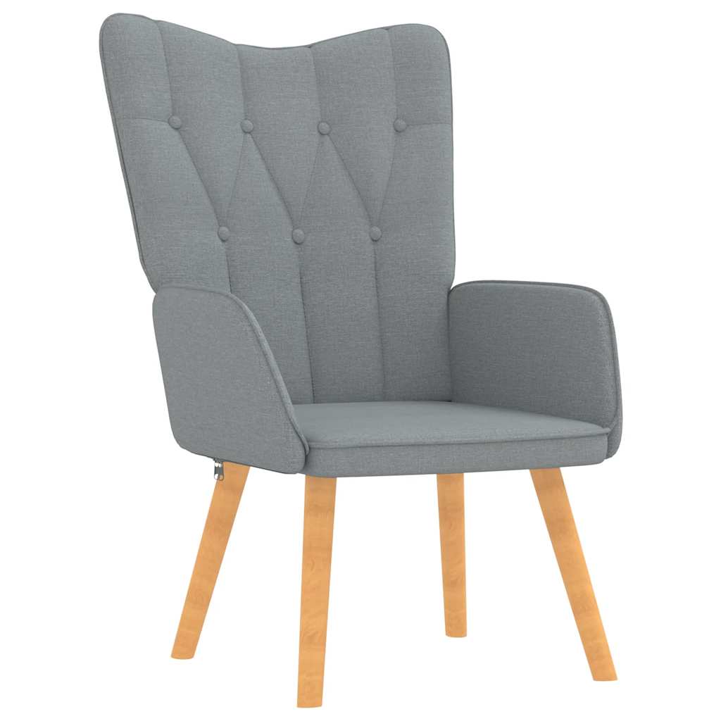 Relaxing Chair with a Stool Light Grey Fabric