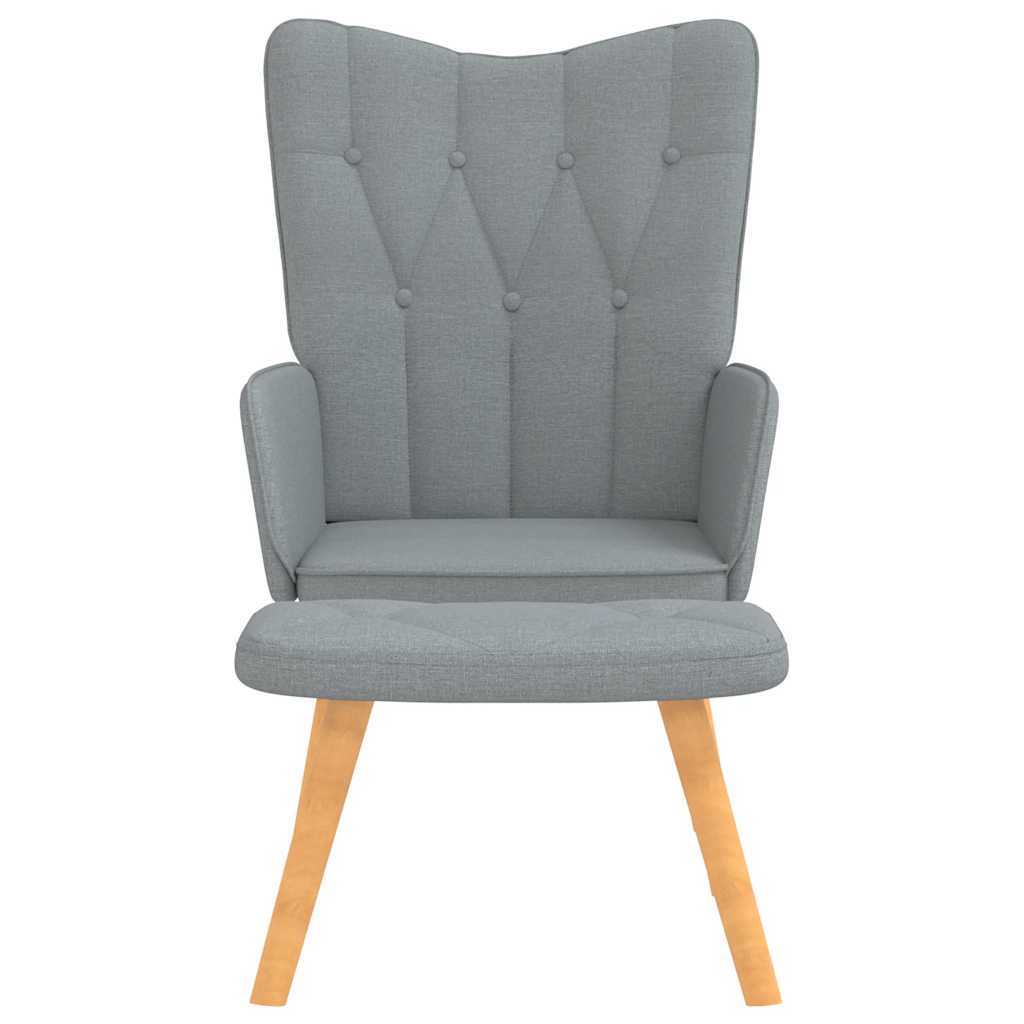 Relaxing Chair with a Stool Light Grey Fabric