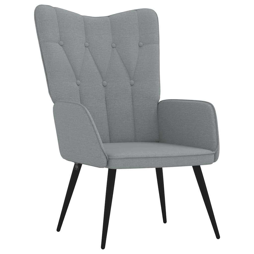 Relaxing Chair with a Stool Light Grey Fabric