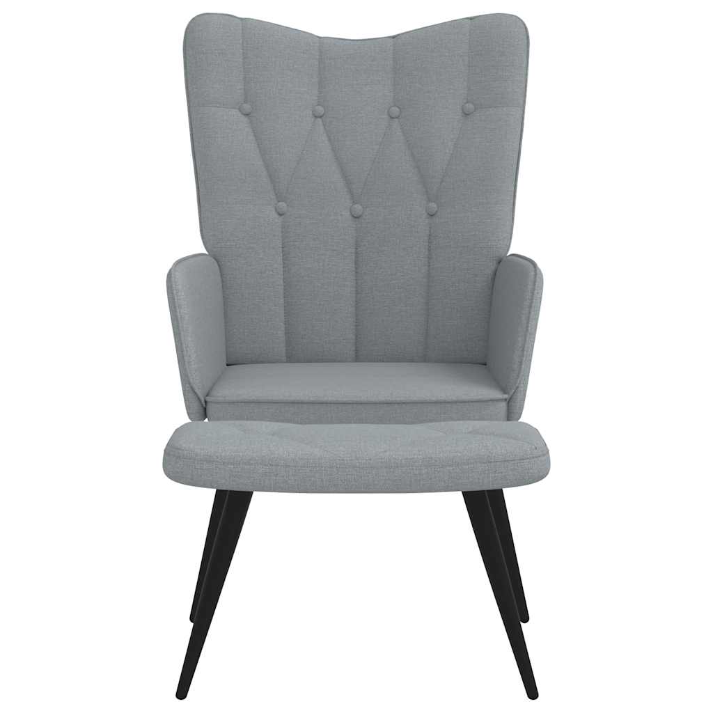 Relaxing Chair with a Stool Light Grey Fabric