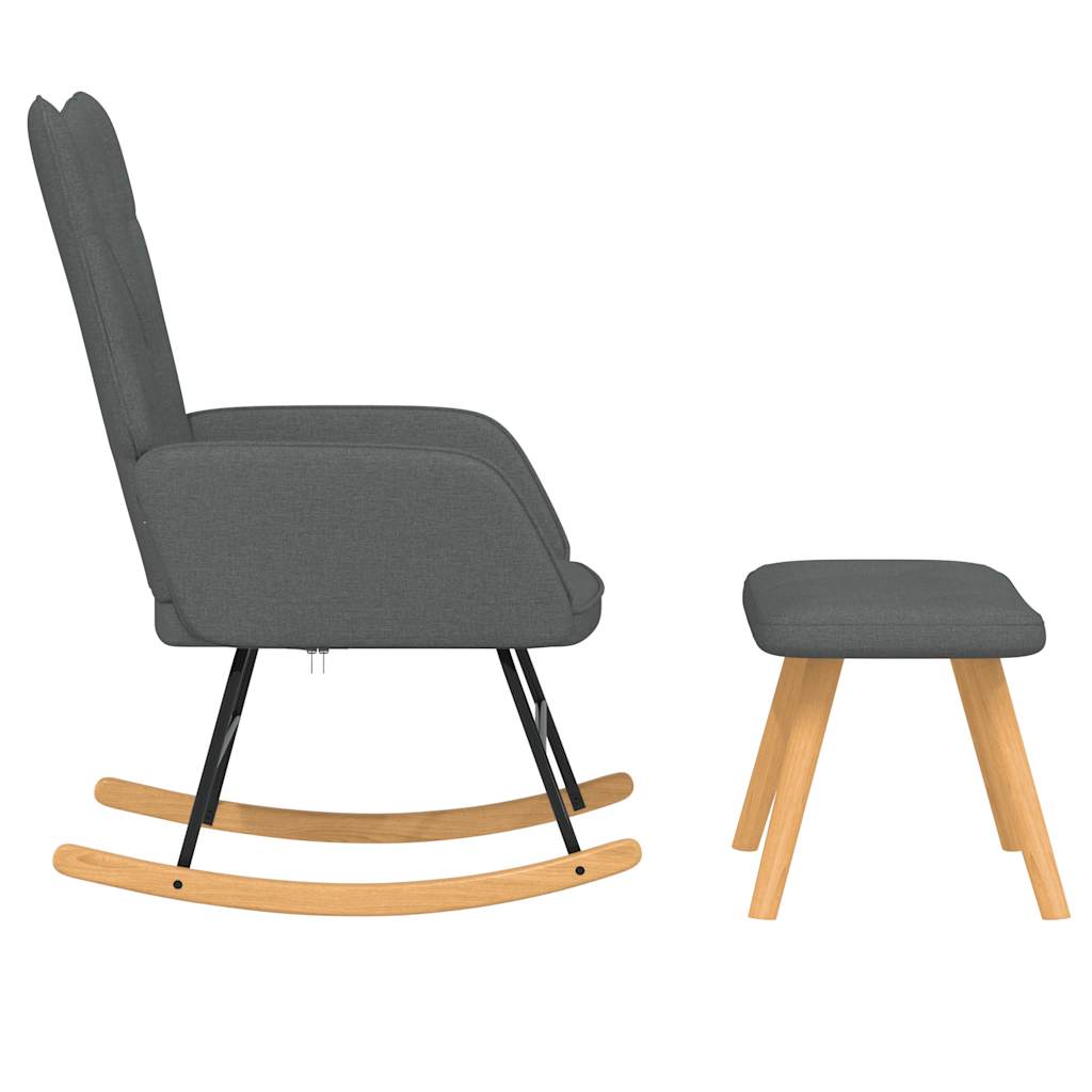 Rocking Chair with a Stool Dark Grey Fabric