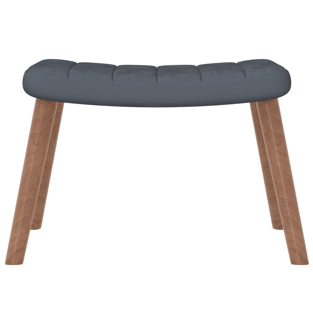 Relaxing Chair with a Stool Dark Grey Velvet