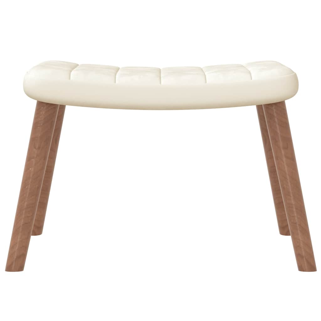 Relaxing Chair with a Stool Cream White Velvet