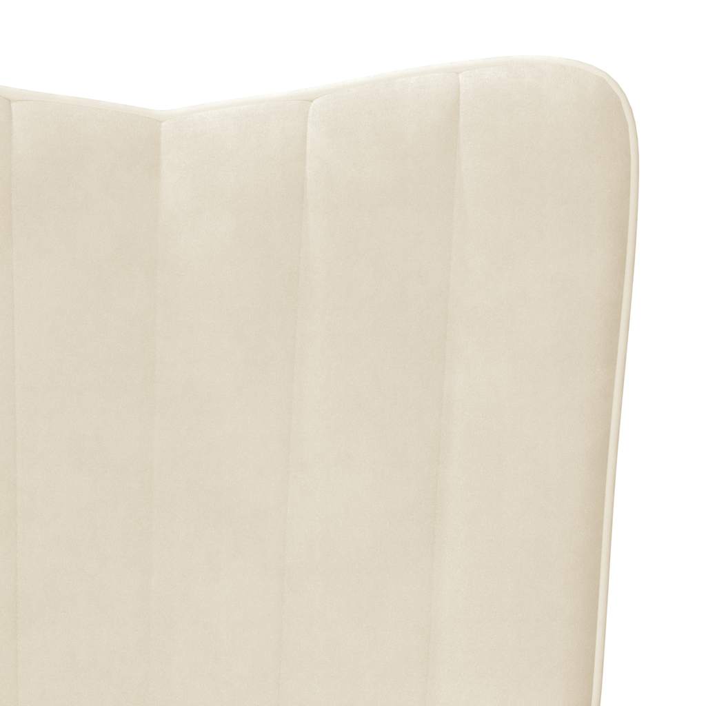 Relaxing Chair with a Stool Cream White Velvet