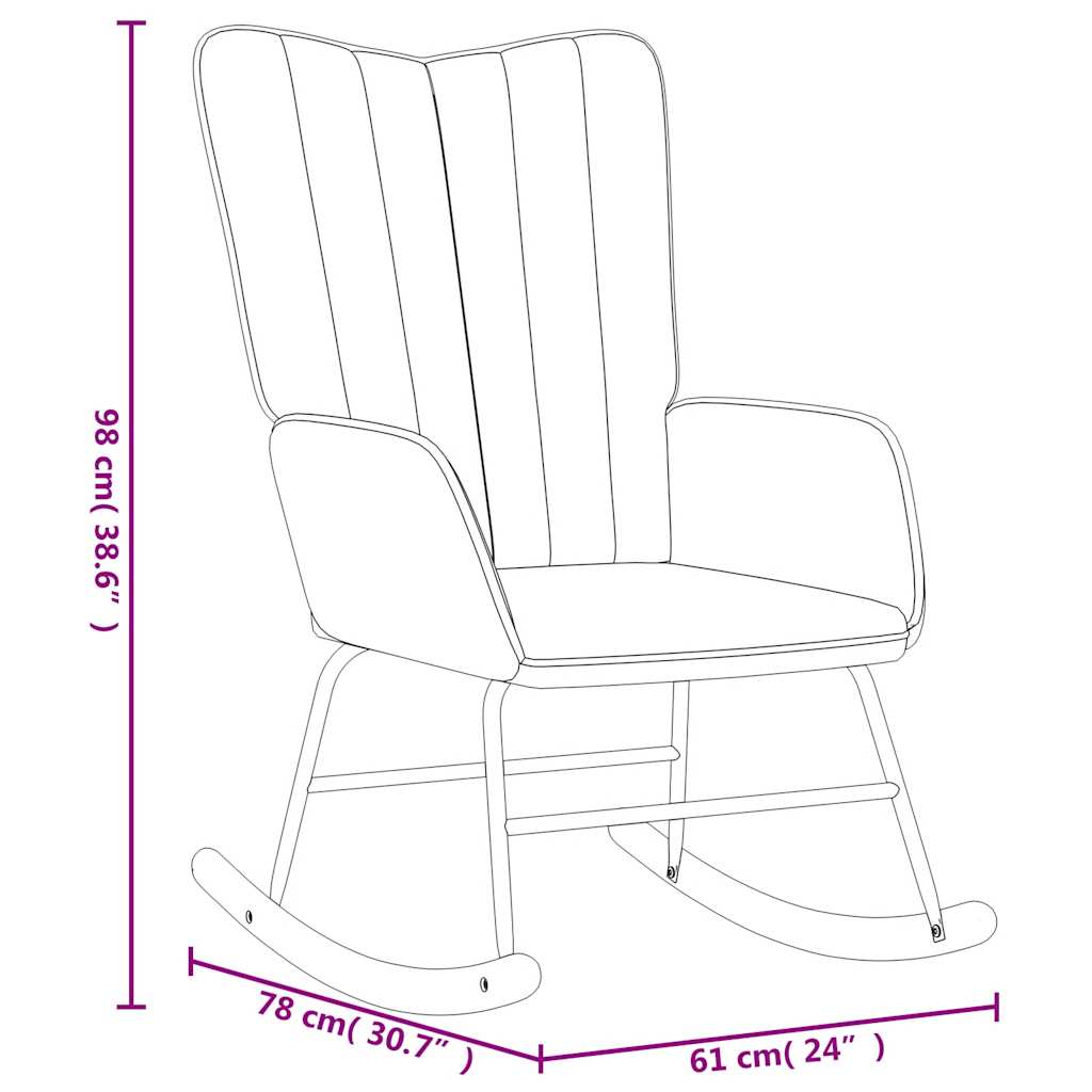 Rocking Chair with a Stool Light Grey Velvet