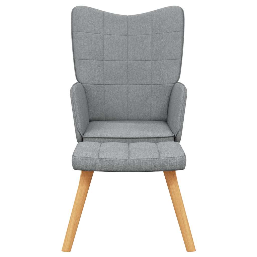 Relaxing Chair with a Stool Light Grey Fabric